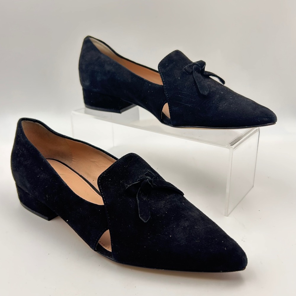 Cole Haan Loafers Women 5.5B Black Suede Bow D'Orsay Grand 360 Quiet Luxury